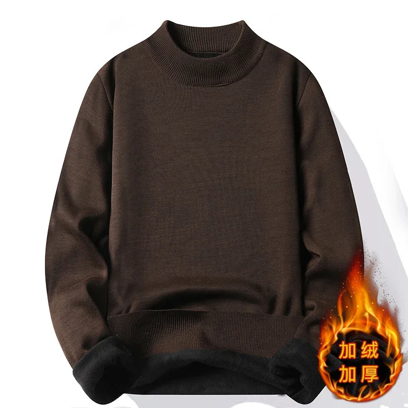 Knitwear Sweater New Autumn/Winter Mock Neck Sweatshirts Solid Color Pullovers Man Brand Casual Mens Clothing.