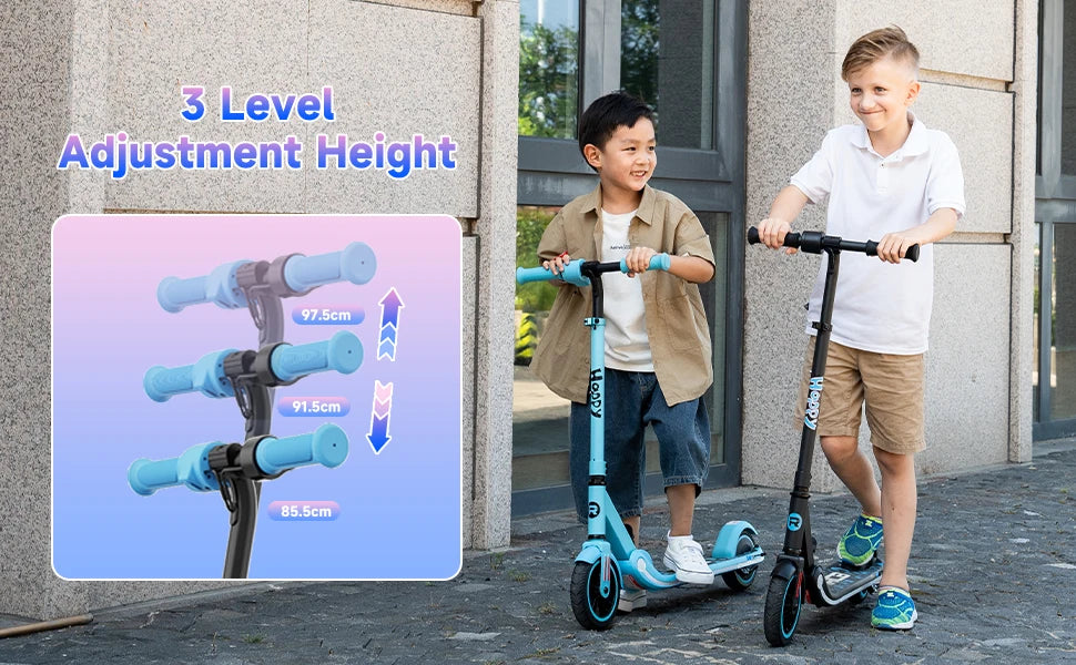 RCB Kids e-Scooter for Children 6-12 Years, 150 W Motor - Max 16 km/h - Rainbow Light-folk Electric Scooter Children.