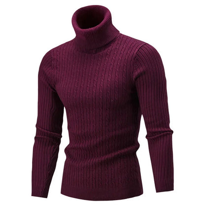 2025 Men's Warm Sweater Long Sleeve Turtleneck Sweater Retro Knitted  Pullover Sweaters