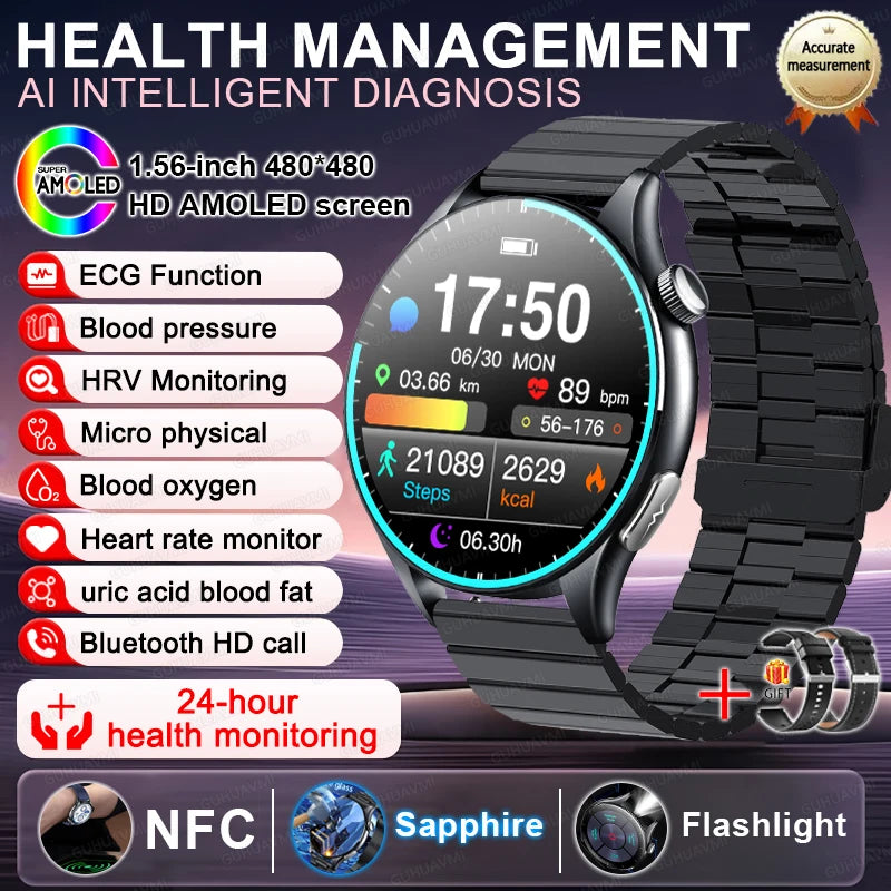 2025 New For HUAWEI Health MonitorUric Acid Blood Pressure Blood oxygen Body Analysis Smart Watch ECG+PPG Clock Smartwatch Men