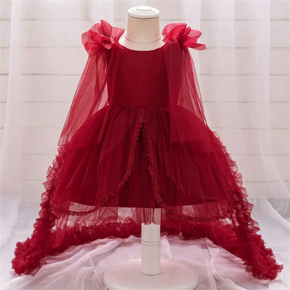 Kleinkind Rot Pailletten Mesh Kleid Mädchen Baby Einfarbig Neue Jahr Party Formale Kostüm Leistung Prinzessin Kleid Geburtstag Kleidung