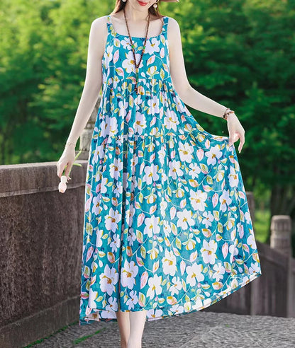 Neue Mode Lässig 2025, Sommer Elegante Kleider Für Frauen Oansatz Druck Vintage Ärmelloses Kleid Lose Frauen Kleidung.