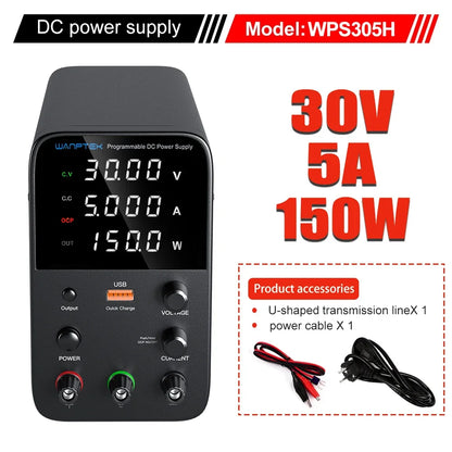 Wanptek Laboratory Power Supply 30V 5A / 30V 10A With OCP Short-Circuit Protection AC 220V/110V Auto Switching Preset Current.
