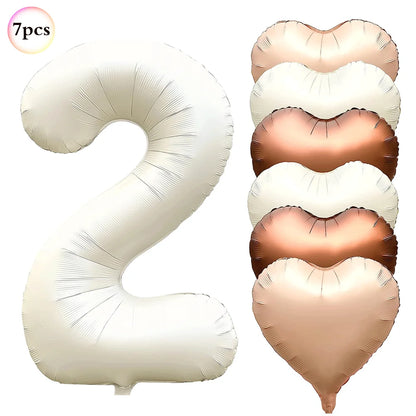 40in Cream Big Number Balloon 18in Three Color Love Foil Helium Balloons Aldult Birthday Set Boys Girls 1st Birthday Decorations
