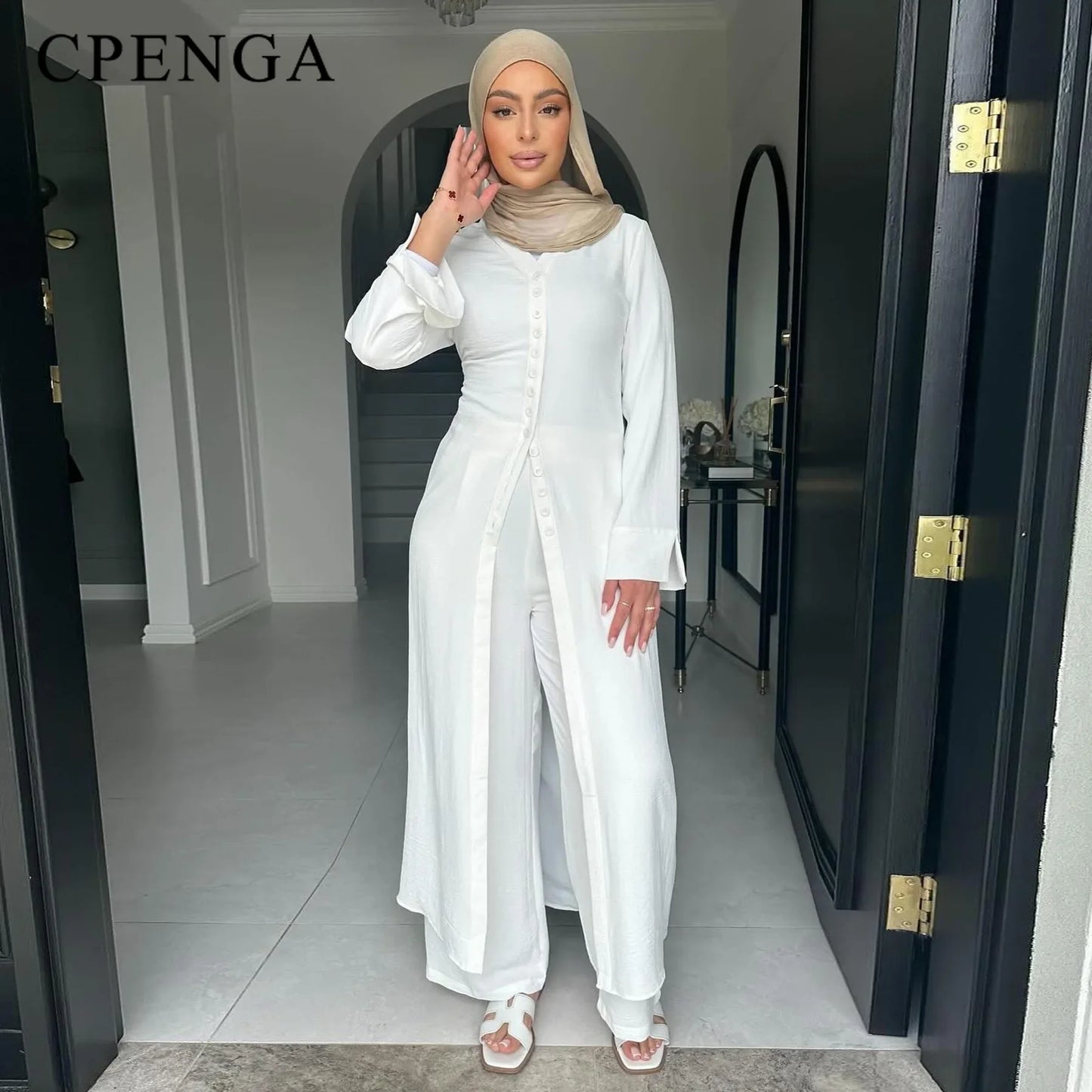 Muslim Abaya Two Piece Muslim Set for Woman Ramadan Dress Islamic.