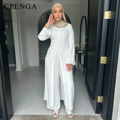 Muslim Abaya Two Piece Muslim Set for Woman Ramadan Dress Islamic.