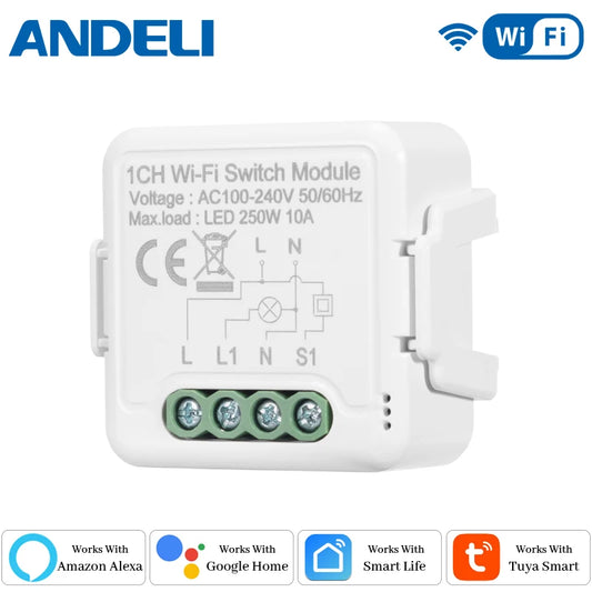 Tuya DIY Breaker Wifi Smart Light Switch Modul 10A 100-240V Zwei-Wege App Fernbedienung Arbeit mit Alexa Google Home 1/2/3/4Gang.