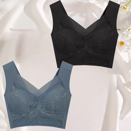 FINETOO 2Pcs Plus Size Sexy Crop Tank Top Seamless Bra Push Up Women Bras Wireless Bralette Femme Underwear Sports Lace Lingerie