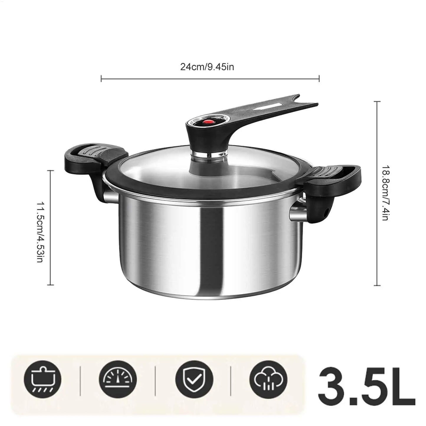 Portable Pressure Cooker Fast Cooking Stew Pot Pressure Cooker Stainless Steel Fast Cooking Multifunctional Kitchen Accessories.