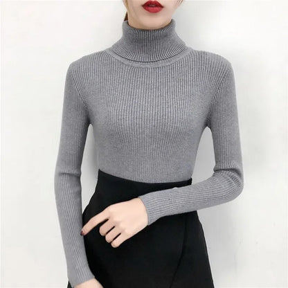 Frauen Pullover Pullover Winter Gestrickte Rollkragen Langarm Schlank Jumper Tops 2024 Damen Casual Shirts Weiche Warme Y2K Kleidung.