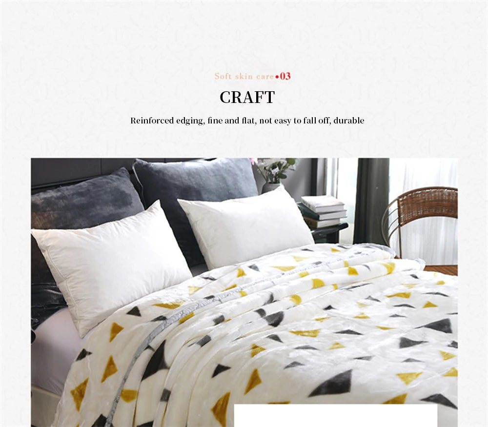 4.5kg Home Thicken Quilt Comforters Winter Warm Raschel Plush Blanket Print Throw Double Layer Fluffy Soft Quilt 200x230cm 이불 이불.