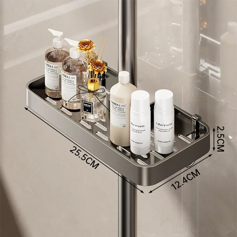 Bad Dusche Lagerung Dusche Gel Shampoo Rack Dusche Stange Abnehmbare Tablett Aluminium legierung Seife Halter Dusche Regal