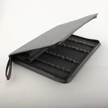 10/24/48 Slots Fountain Pen Case Pencil Case Pouch Bag Canvas Case Black, Gray.