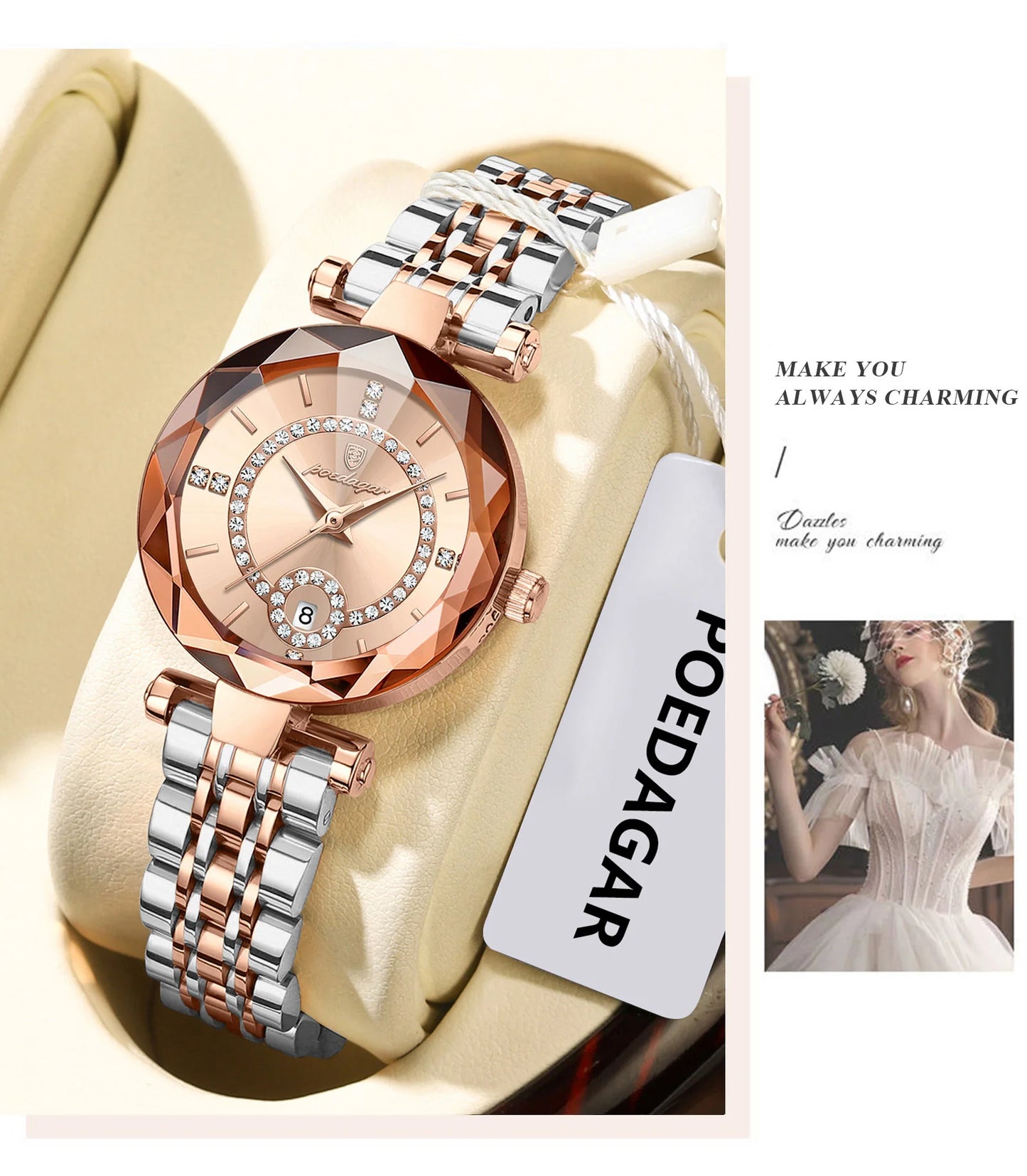 POEDAGAR Fashion Original Wristwatch For Woman Waterproof Stainless Steel Date Quartz Ladies Watch Luxury Casual Women's Watches.