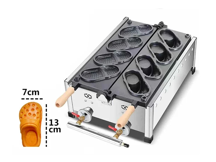 Commercial Slipper Shape Waffle Maker Machine 4 or 6 Holes Non-stick Waffle Iron Kitchen Snack Equipment