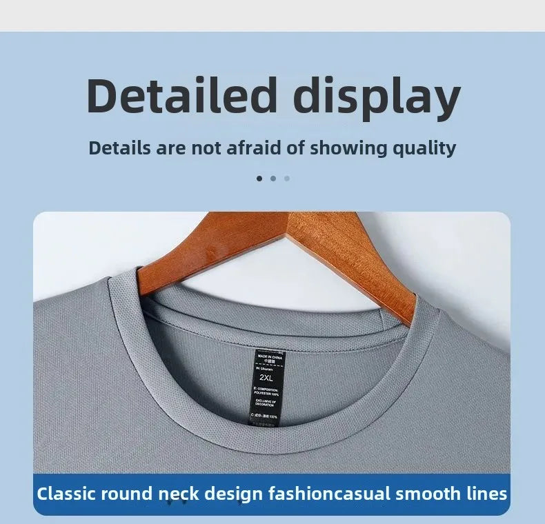 Men's Fitness Ice Silk Sports Suit Short Sleeve Training Room Basketball Morning Run Summer Outfit Shorts And T-shirt Set