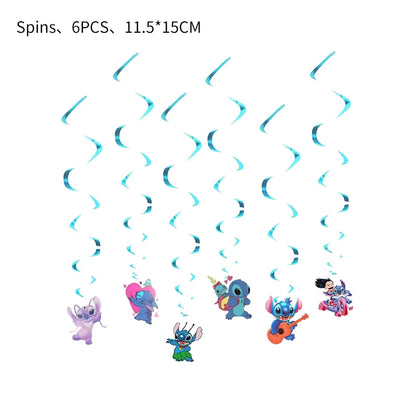 Stitch Party Supplies für Kinder Lilo und Stitch Geburtstag Party Dekorationen Luftballons Banner Tischdecke Hintergrund Geschirr