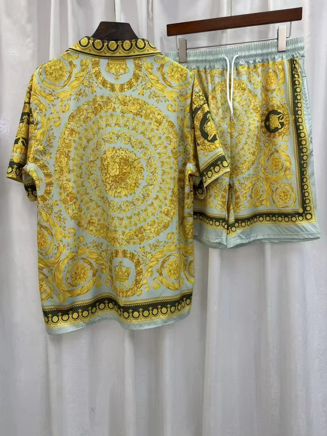 Summer Retro Men Shirt Set3Dprinted Beach Short Sleeved Shirt Shorts Casual Travel Mens Hawaiian 2 Piece Suit Comfortable Casual.