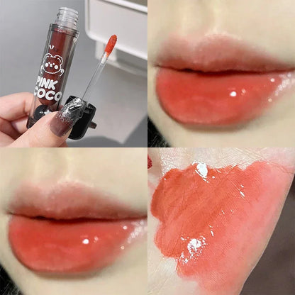 Dark Black Mirror Water Lip Gloss Moisturizing Juice Glass Tea Brown Red Lipsticks Lasting Non-stick Cup Korean Makeup Cosmetics