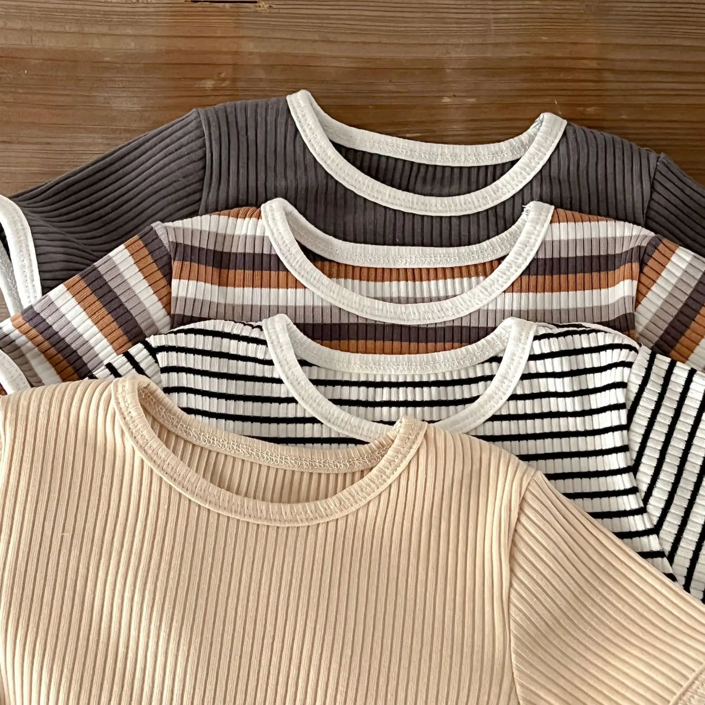 Korean Version Summer Kids Baby Girls Boys Short Sleeve Striped Top Tees +shorts Pants Infant Cute Pure Cotton Clothing Set