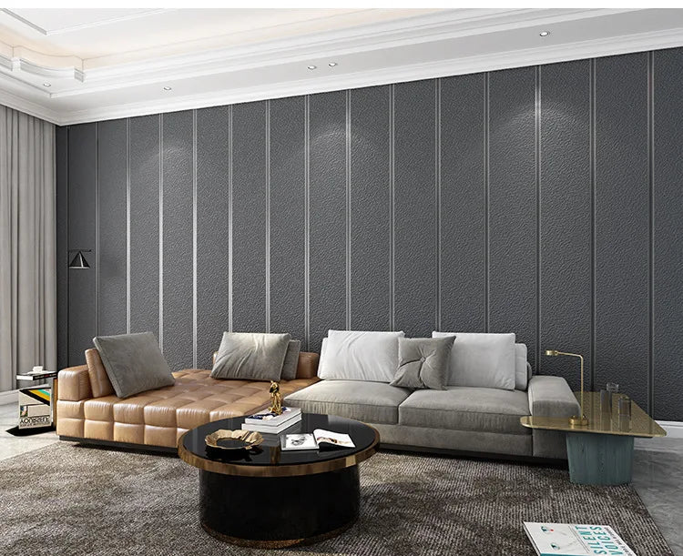 Hirschhaut Samt horizontal gestreifte Tapete Wohnzimmer Schlafzimmer gestreifte Film- und Fernsehwand 3D-Relief verdickte Tapete