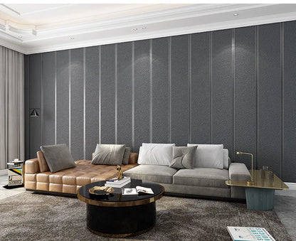Hirschhaut Samt horizontal gestreifte Tapete Wohnzimmer Schlafzimmer gestreifte Film- und Fernsehwand 3D-Relief verdickte Tapete