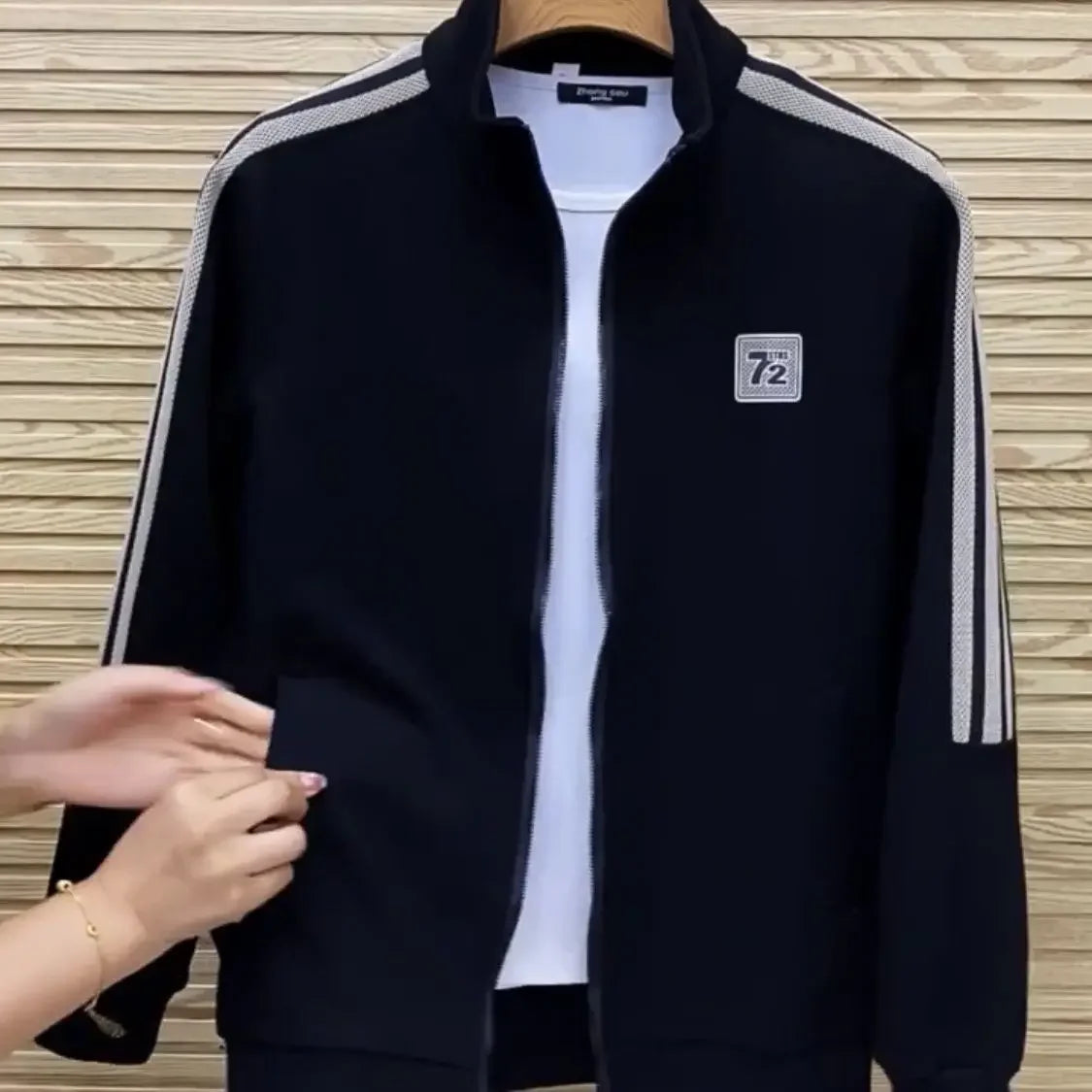 Men's Casual Sportswear Set Spring Autumn Long Sleeve Stand Collar Jacket Pants Comfortable Breathable Sports Outfit.