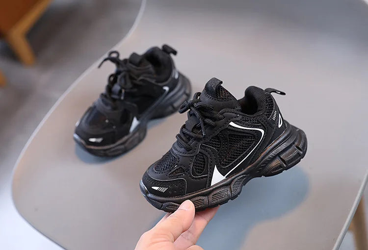 Spring and Autumn Children Sports Shoes Unisex Kids Sneakers Mesh Upper Breathable Basketball Shoes Tennis Casual Flats Footwear.