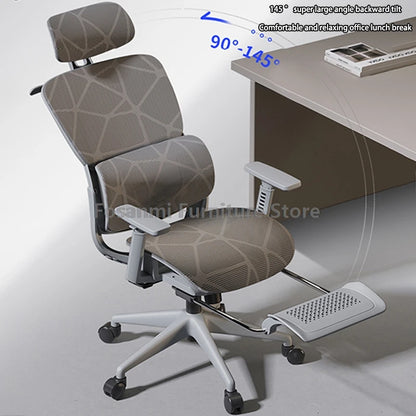 Atmungsaktiver Mesh-Computer-Bürostuhl mit Armlehne und Lordosenstütze, verstellbarer ergonomischer Schreibtischstuhl, Heim-Gaming-Kopfstützenstuhl