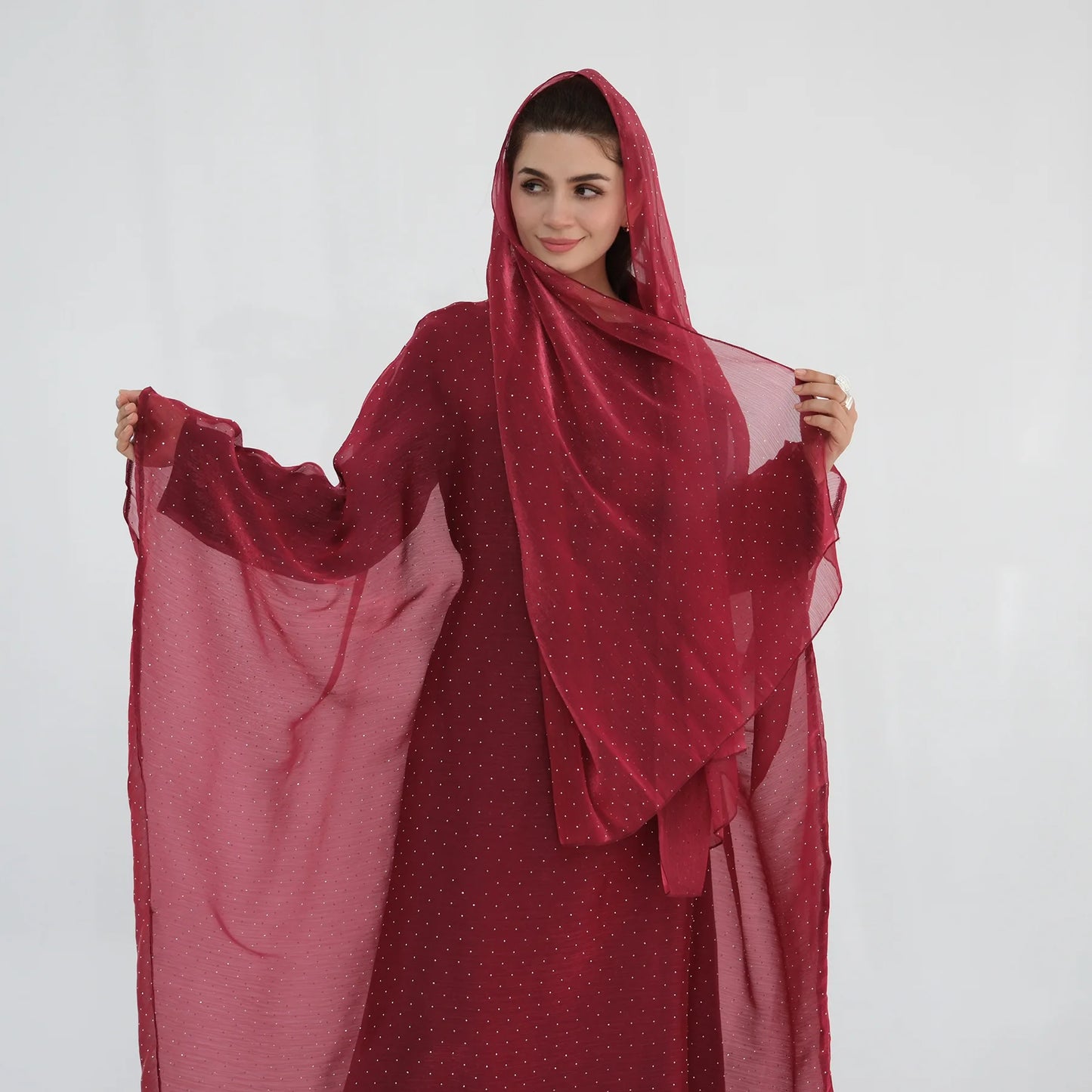 Eid 2 Piece Muslim Woman Set Diamonds Butterfly Abaya with Matching Inner Dress Dubai Luxury Kebaya Caftan Marocain Islam Outfit.