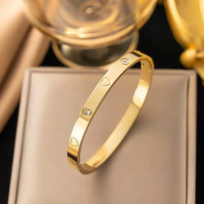 Trendy Shining Zircon Bracelets For Women Clover Print Love Pulseiras Stainless Steel Bangles Feminina Jewelry Gift.