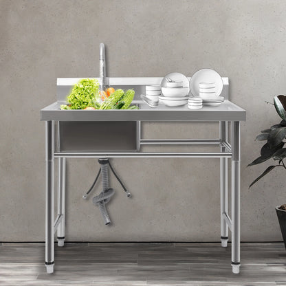 [Edelstahlspüle] 201 Edelstahlspüle – 100 x 60 x 93 cm – für gewerbliche Räumlichkeiten – tiefes Becken