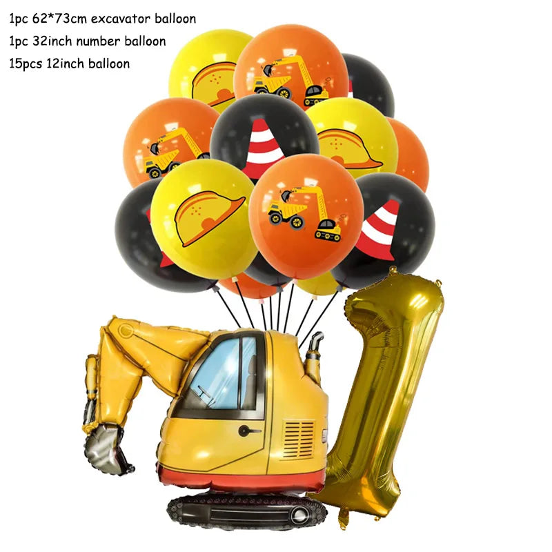 Technische Fahrzeuge Luftballons Bau Party Dekorationen Bagger Ballon Geburtstag Baby Dusche Party Ballon Dekor Liefert.