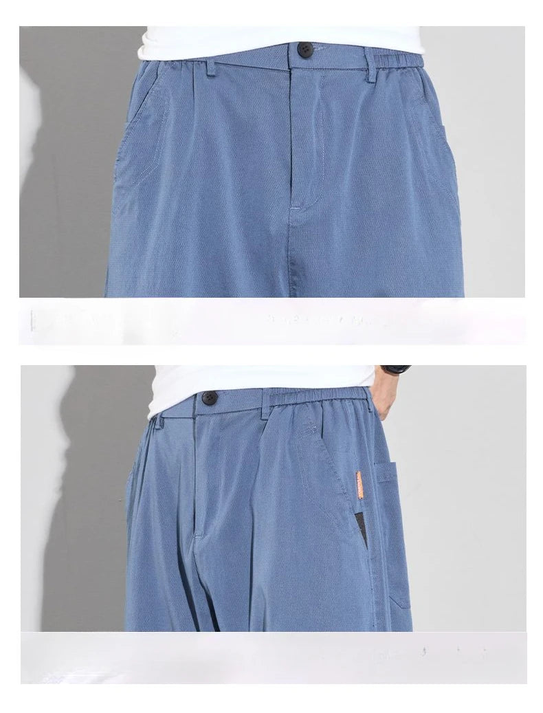 2025 Summer Thin Men's Soft Lyocell Casual Pants Breathable Fashion Solid Color Simple Male Trousers Brand Clothing