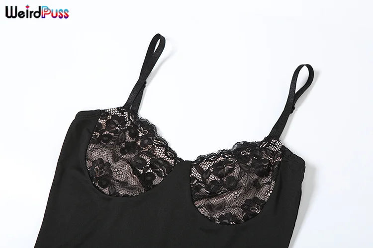 Seltsame Puss sexy Camis Kleid Frauen dünne Patchwork Brust Sommer elegante dünne elastische Stretch Maxi Bodycon Clubwear Vestidos.