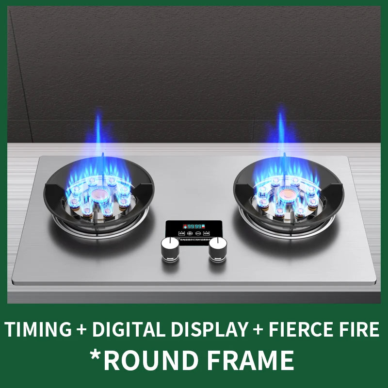5KW Gas Stove Home Double Embedded Gas Stove Energy-saving Fierce Fire Stove Gas Cooktop Double hole gas stove