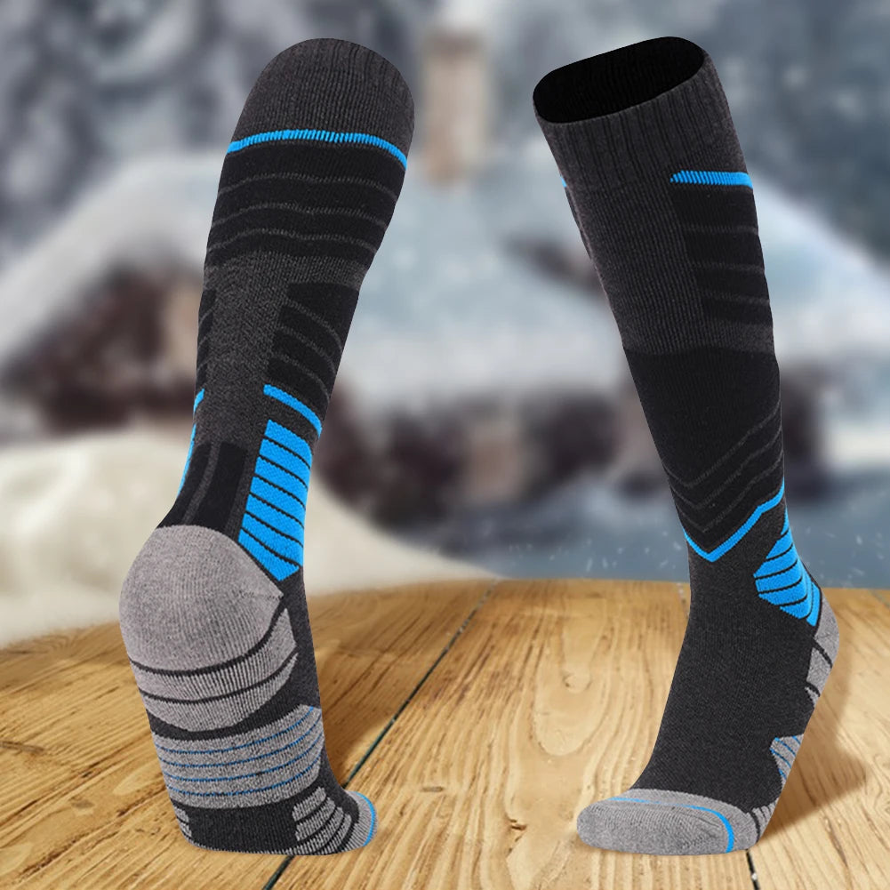 1 Pair Winter Thermal Ski Socks Cycling Soccer Snowboard Socks High Tube Stockings for Men Outdoor Skiing Cycling Running Hiking.