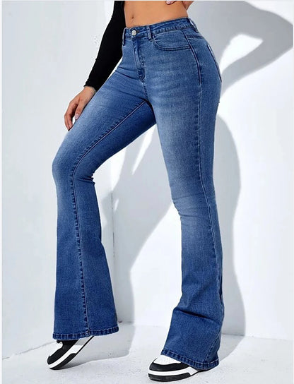 Women's jeans high waist stretch comfortable flared pants Denim pants.