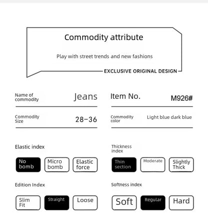 Light Blue American Retro Jeans Men Soft Loose Straight Cylinder High Street Workwear Casual Loose Legs Pants.