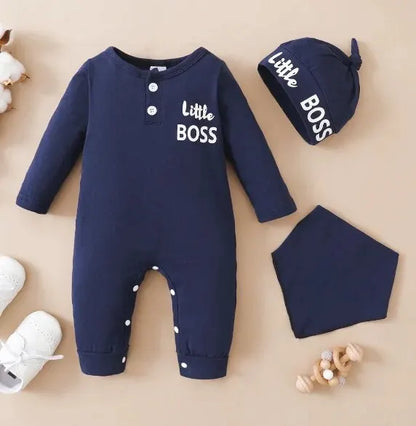 0-12 Monate Neugeborene Baby Bodysuit Kleinkind Baby Stram pler lange Ärmel Brief druck Overall Hut Mode niedlichen Stil tägliche Kleidung.