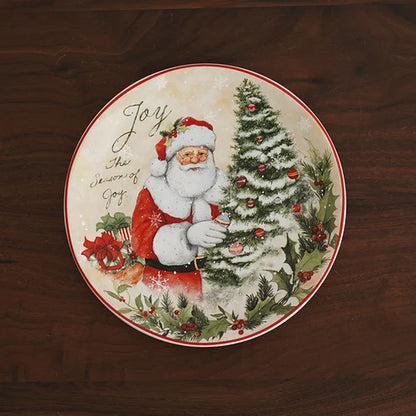 Christmas Themed Ceramic Dinner Plates Tableware Set Underglaze Color Process Coffee Cup Soup Bowl Santa Claus Steak Plate