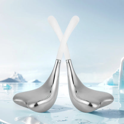 Facial Massage Cryo Spoon Facial Skin Care Ice Globes Stainless Steel Cooling Spa Globes Ice Globe Roller 2-in-1 for Face Eyes.