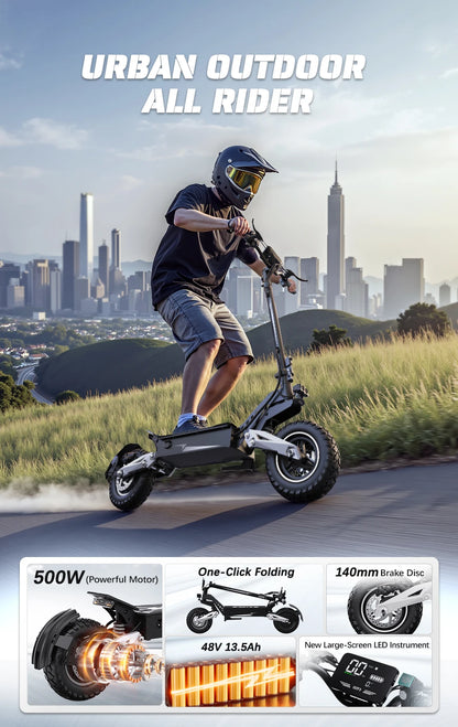 OOTD T10 Electric Scooter 500W Motor 48V13AH Battery Off-Road E-Scooter Adult 11 Inch Foldable City commuting  Electric Scooter.