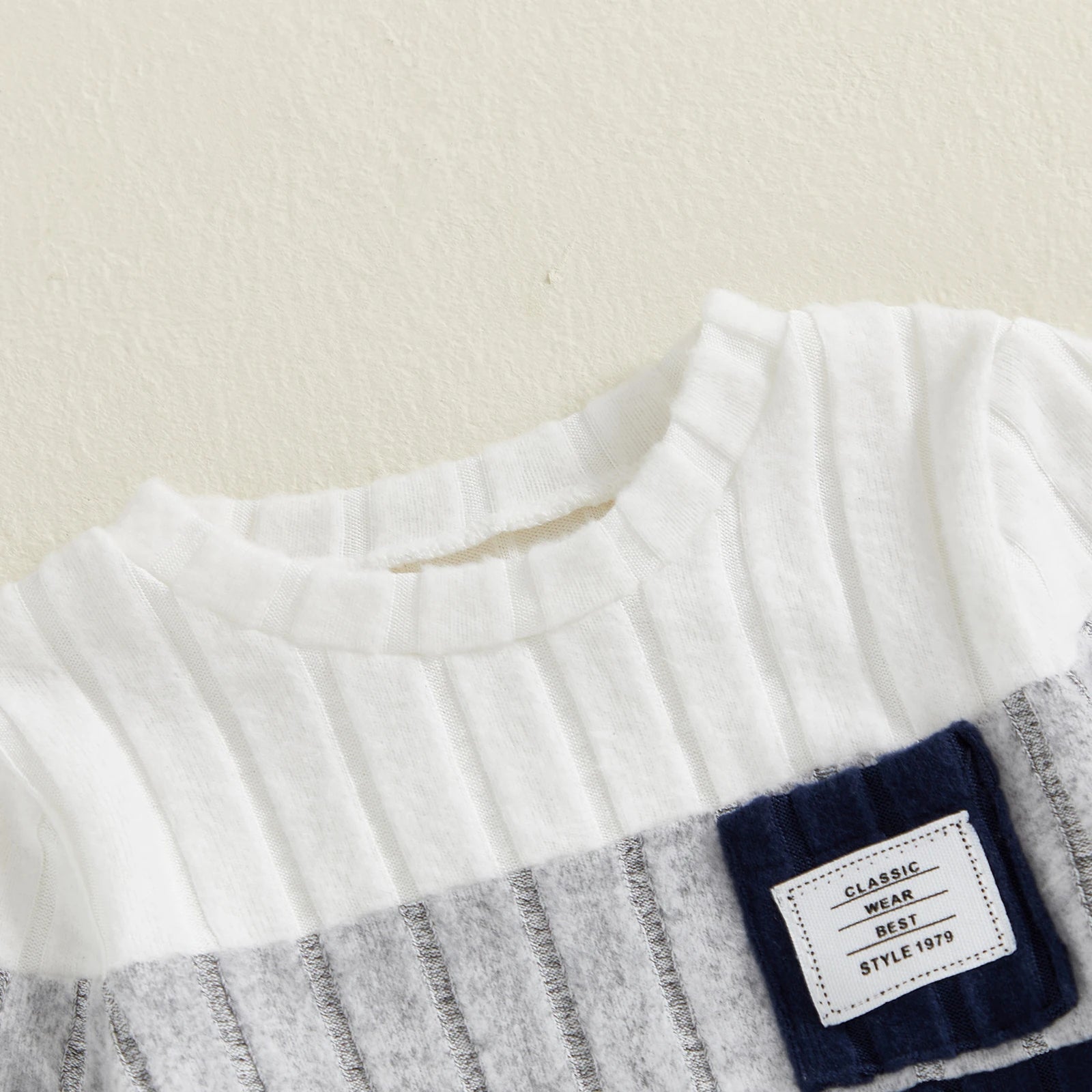 VISgogo 0-3 Years Boys Fall 2Pcs Clothes Sets Long Sleeve O Neck Patchwork Pullover Solid Color Pants.