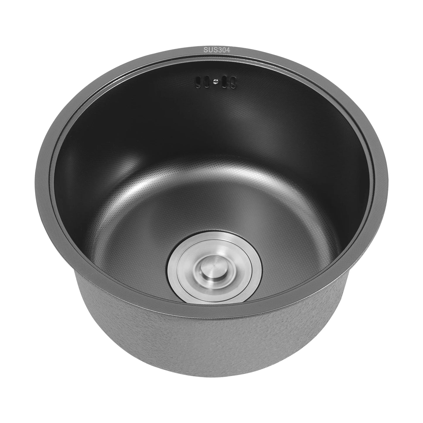 Rundes Küchenspüle aus Edelstahl 304, hitzebeständiges Küchenspüle, Einzelbecken, schnelle Entwässerung zum Geschirrspülen von Gemüse