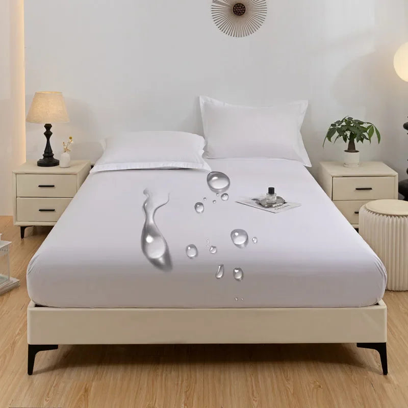 1PC waterproof soft skin frosting solid color bed cap dust cover Mattress cover sheet (pillow case and pillow core not included).