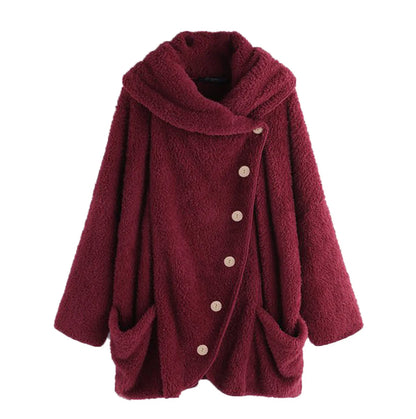 Herbst Wintermantel Frauen warme Teddybär Mantel Woll jacke weibliche Plüsch mantel Kapuzen jacke neue Damen mäntel einfarbige Jacke