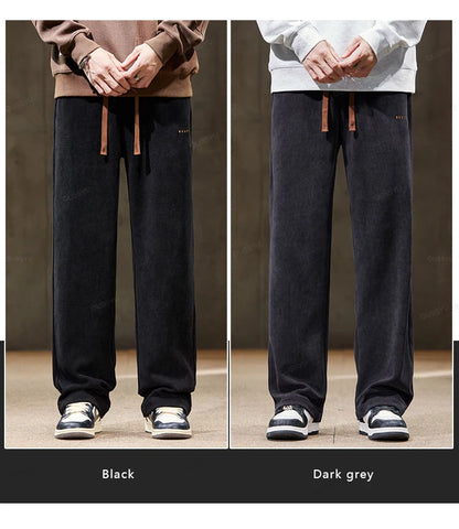 High Quality Brand Clothing Autumn Winter Corduroy Pants Men Elastic Waist Straight Thick Korea Outdoors Casual Trousers Gift.
