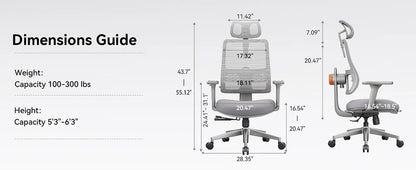 NEWTRAL MAGICH003 Ergonomischer Bürostuhl, automatisch ausgestellte Rückenlehne, adaptive Unterrückenstütze, verstellbarer Kopfstützensitz
