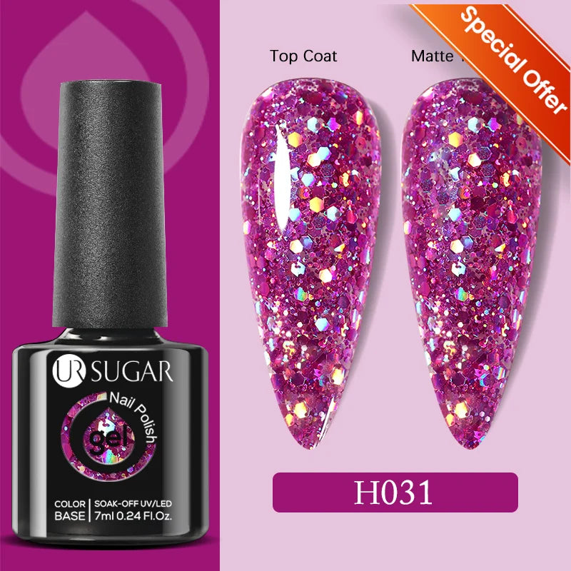 UR SUGAR 7/7.5ml Summer Blue Silver Gel Nail Polish Semi Permanent High Quality Soak Off UV LED Varnishes Nails Art Manicure